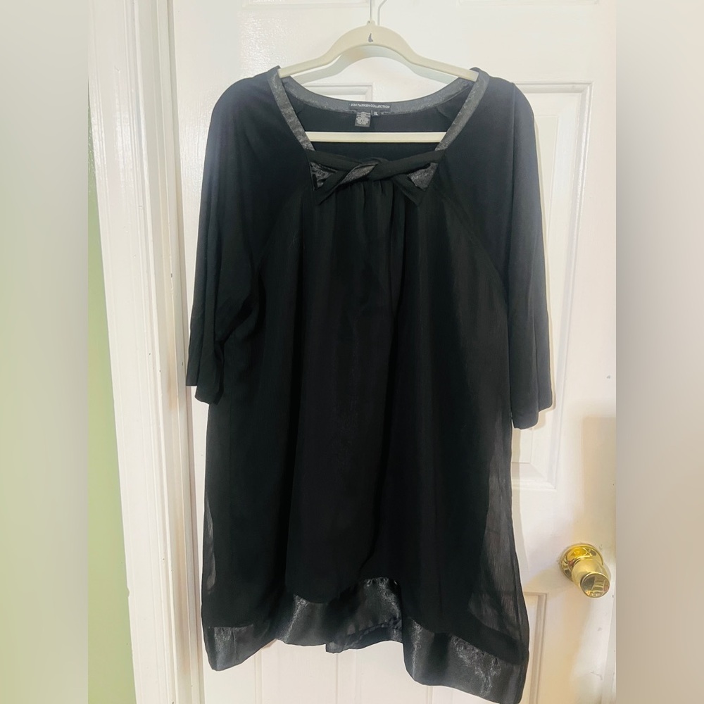 Chic Black Women's Blouse with Bow Detail‎